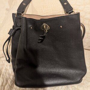 KATE SPADE MARTI SMALL BLACK LEATHER BUCKET BAG BLACK